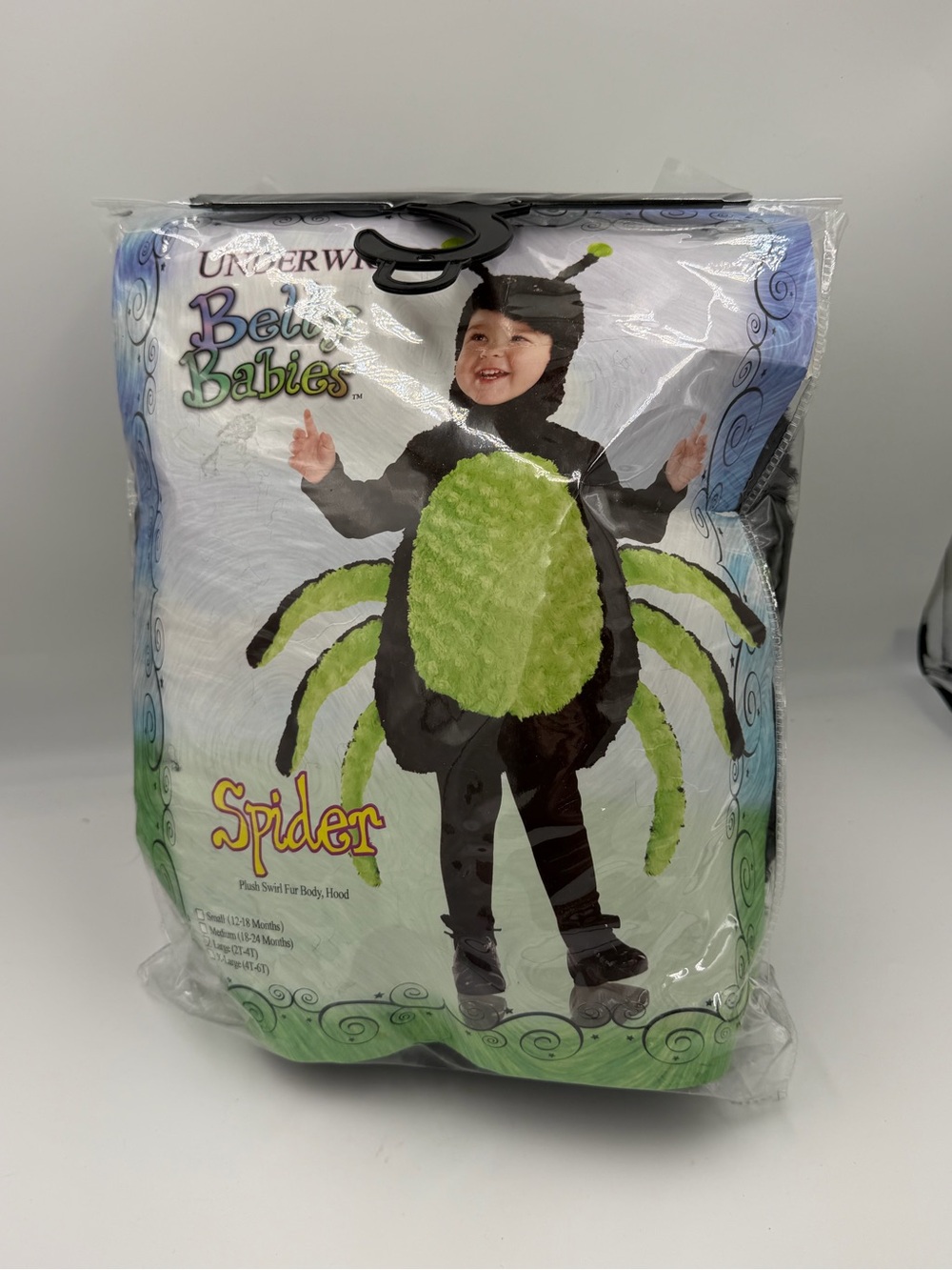 Underwraps Belly Babies Spider Costume Toddler 2T-4T Plush Green